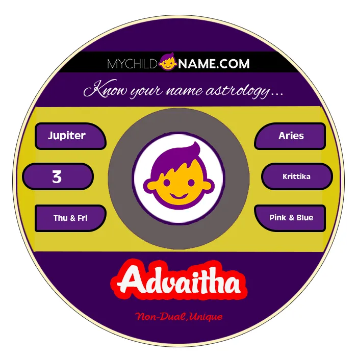 advaitha name meaning